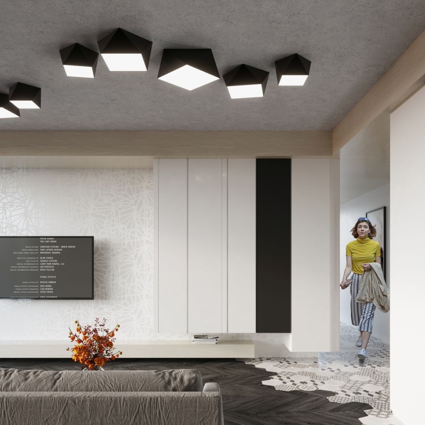Takbelysning HEXA 2xE27/60W/230V svart