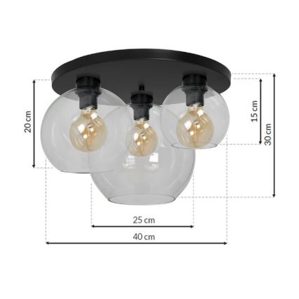 Takbelysning SOFIA 3xE27/60W/230V klar