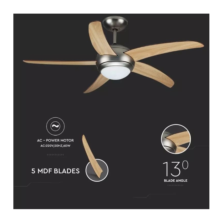 Takfläkt 2xE27/20W/230V diameter 132 cm + fjärrkontroll