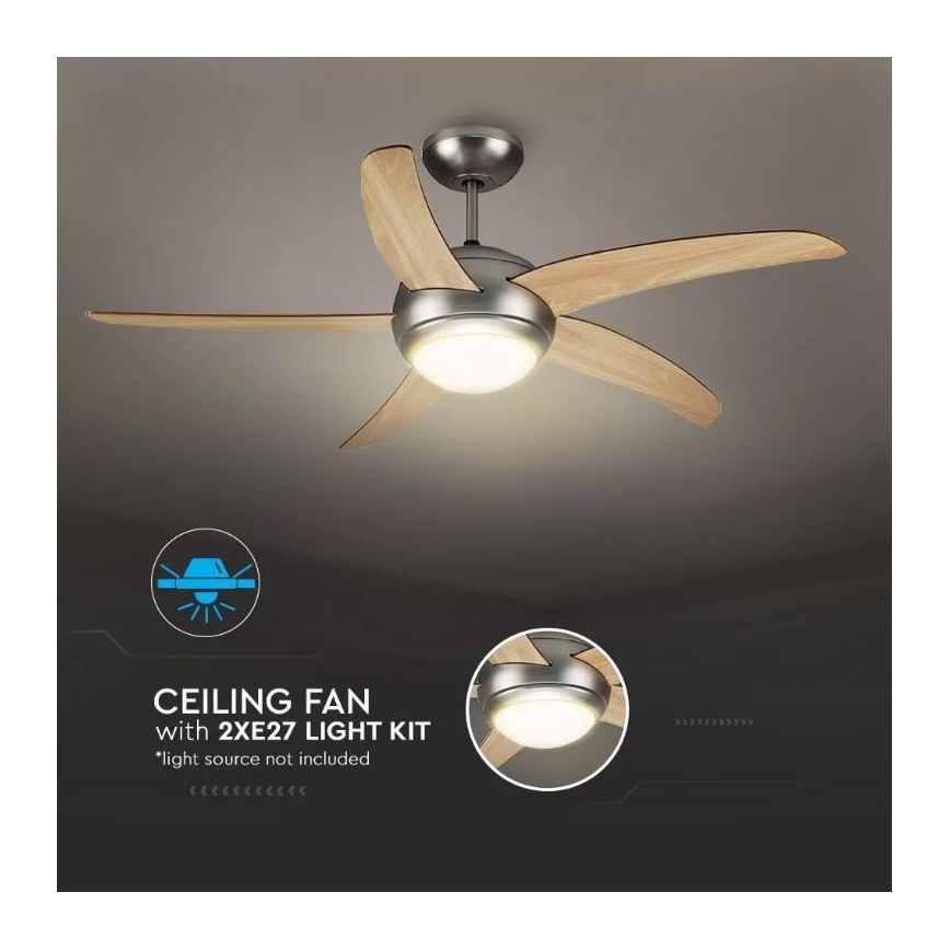 Takfläkt 2xE27/20W/230V Ø 132 cm med fjärrkontroll