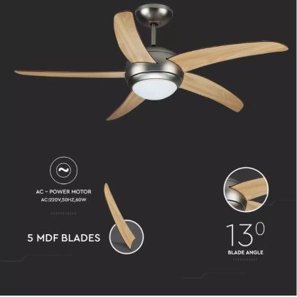 Takfläkt 2xE27/20W/230V Ø 132 cm med fjärrkontroll