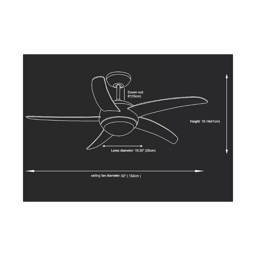 Takfläkt 2xE27/20W/230V Ø 132 cm med fjärrkontroll