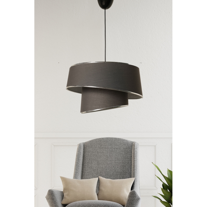 Takkkrona på ett snöre  BARETTE 1xE27/60W/230V antracit /skinande krom 