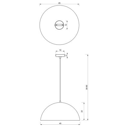 Takkkrona på ett snöre  BETA 1xE27/60W/230V d. 45 cm svart 