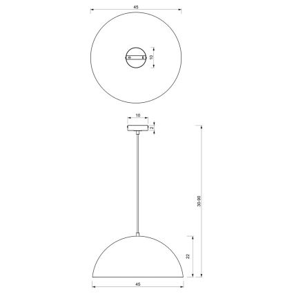 Takkkrona på ett snöre  BETA 1xE27/60W/230V d. 45 cm vit 