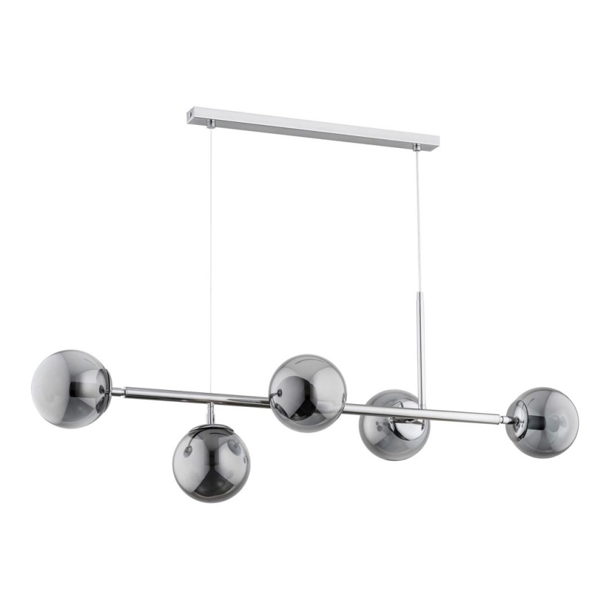 Takkkrona på ett snöre  DANSA 5xE14/10W/230V grå/skinande krom