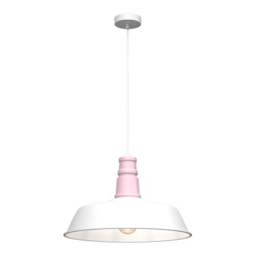 Takkkrona på ett snöre  ENZO 1xE27/60W/230V vit /rosa 
