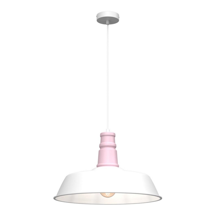 Takkkrona på ett snöre  ENZO 1xE27/60W/230V vit /rosa 