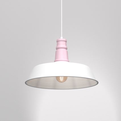 Takkkrona på ett snöre  ENZO 1xE27/60W/230V vit /rosa 