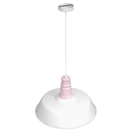 Takkkrona på ett snöre  ENZO 1xE27/60W/230V vit /rosa 