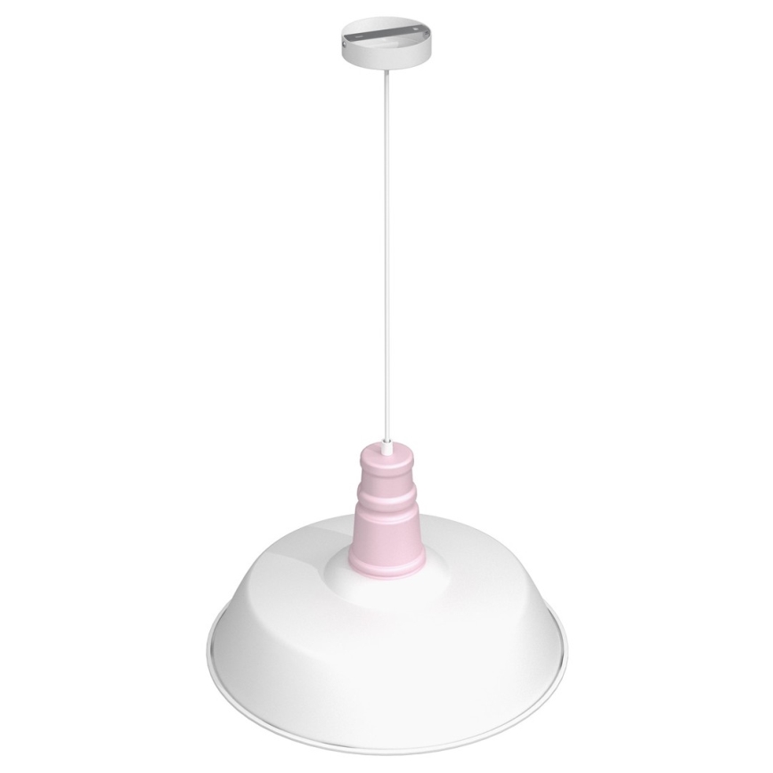 Takkkrona på ett snöre  ENZO 1xE27/60W/230V vit /rosa 