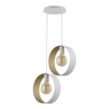 Takkkrona på ett snöre  HAPPY 2xE27/60W/230V vit /gold