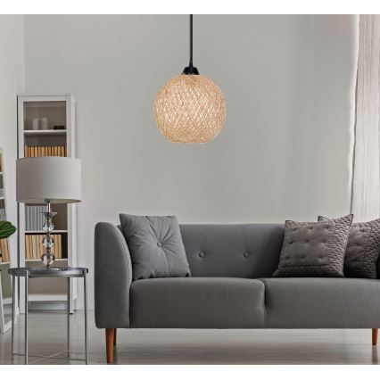 Takkkrona på ett snöre  JUTE 1xE27/60W/230V beige 