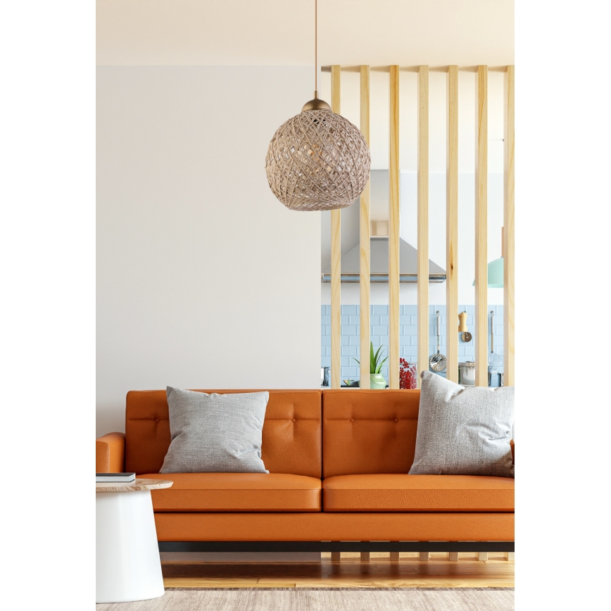 Takkkrona på ett snöre  JUTE 1xE27/60W/230V beige 