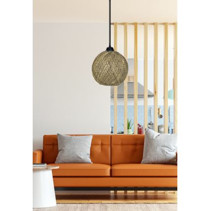 Takkkrona på ett snöre  JUTE 1xE27/60W/230V gul 