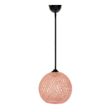 Takkkrona på ett snöre  JUTE 1xE27/60W/230V rosa 