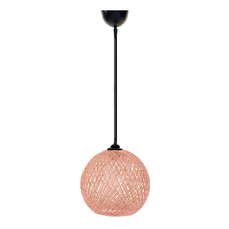 Takkkrona på ett snöre  JUTE 1xE27/60W/230V rosa 