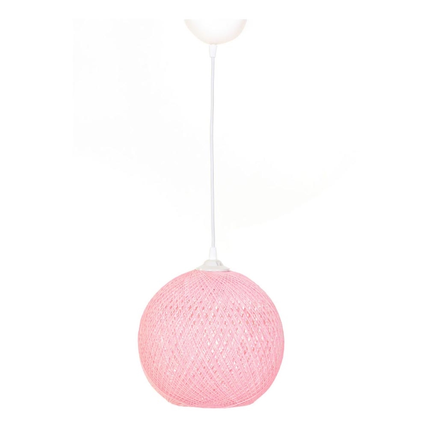 Takkkrona på ett snöre  JUTE 1xE27/60W/230V rosa 