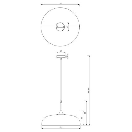 Takkkrona på ett snöre  LINCOLN 1xE27/60W/230V d. 35 cm svart 