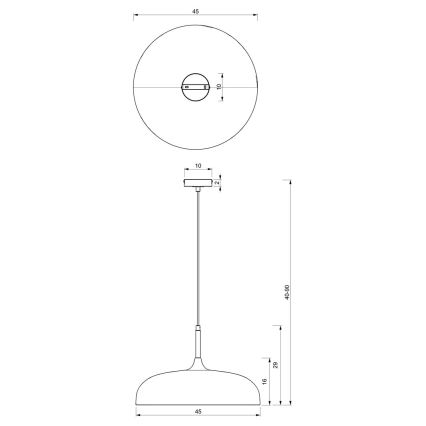 Takkkrona på ett snöre  LINCOLN 1xE27/60W/230V d. 45 cm blå 