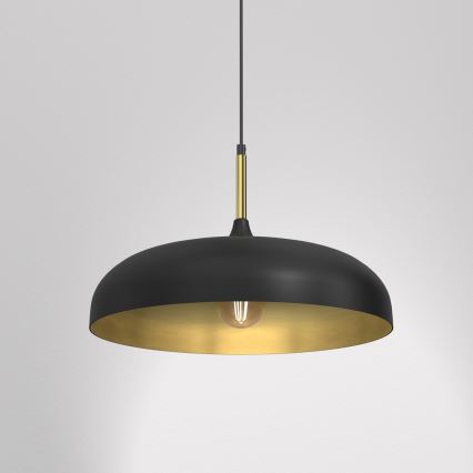 Takkkrona på ett snöre  LINCOLN 1xE27/60W/230V d. 45 cm svart 