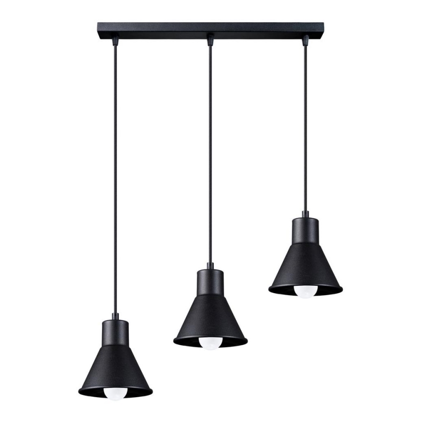 Takkkrona på ett snöre  TALEJA 3xE27/60W/230V svart