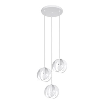 Takkkrona på ett snöre  TULOS 3xE27/60W/230V vit