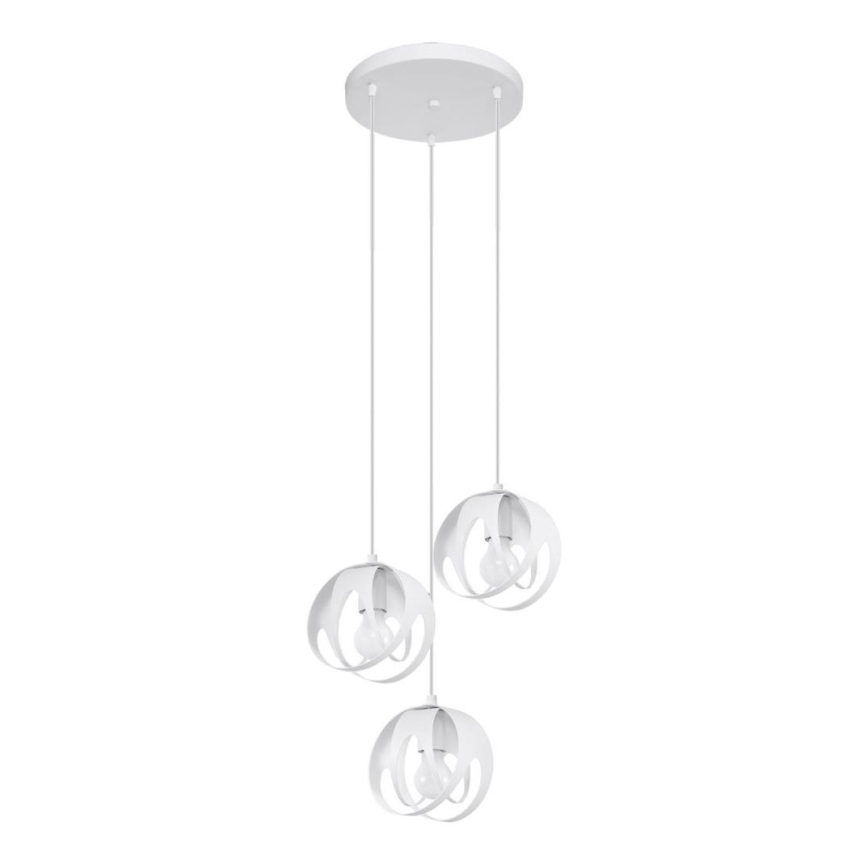 Takkkrona på ett snöre  TULOS 3xE27/60W/230V vit