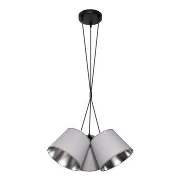 Takkkrona på ett snöre  ZOMA 3xE27/60W/260V grå/skinande krom
