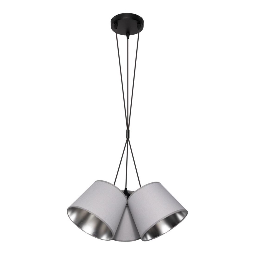 Takkkrona på ett snöre  ZOMA 3xE27/60W/260V grå/skinande krom