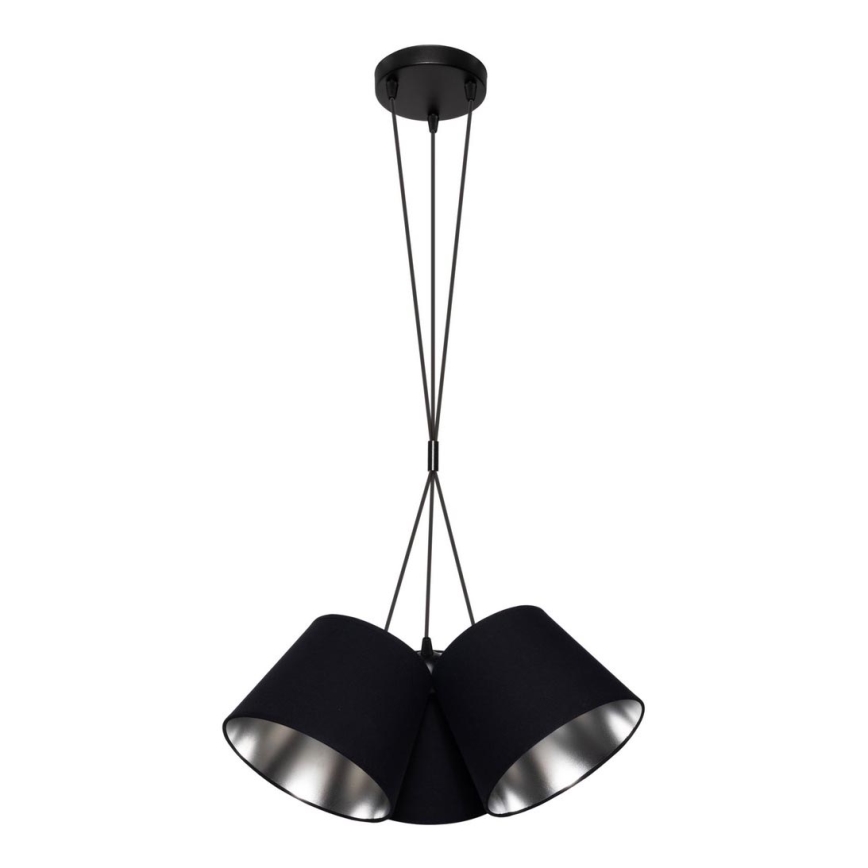 Takkkrona på ett snöre  ZOMA 3xE27/60W/260V svart /skinande krom