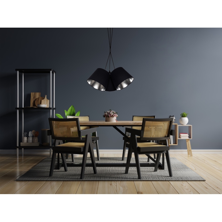 Takkkrona på ett snöre  ZOMA 3xE27/60W/260V svart /skinande krom
