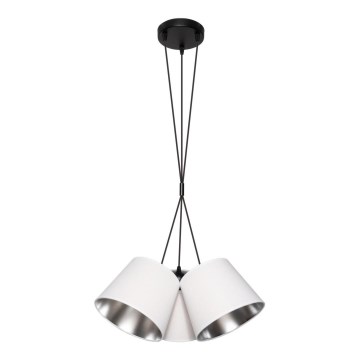 Takkkrona på ett snöre  ZOMA 3xE27/60W/260V vit /skinande krom