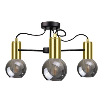 Takkrona  on a pole LIVA 3xE27/60W/230V svart /gold