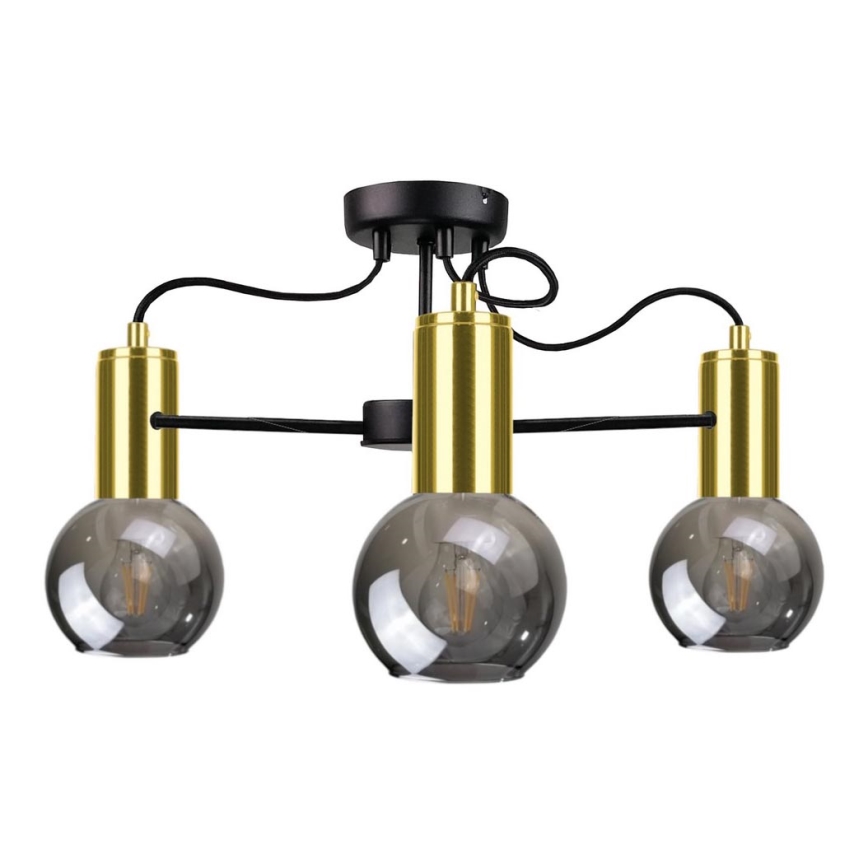 Takkrona  on a pole LIVA 3xE27/60W/230V svart /gold