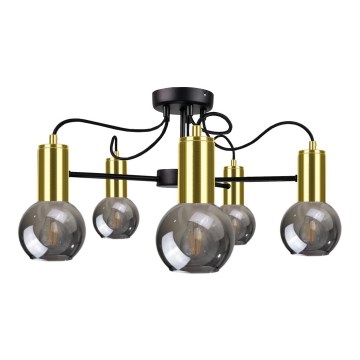 Takkrona  on a pole LIVA 5xE27/60W/230V svart /gold