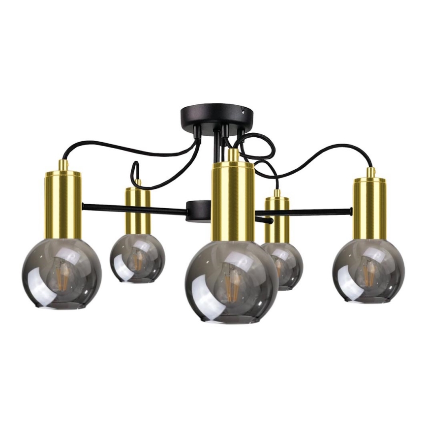 Takkrona  on a pole LIVA 5xE27/60W/230V svart /gold