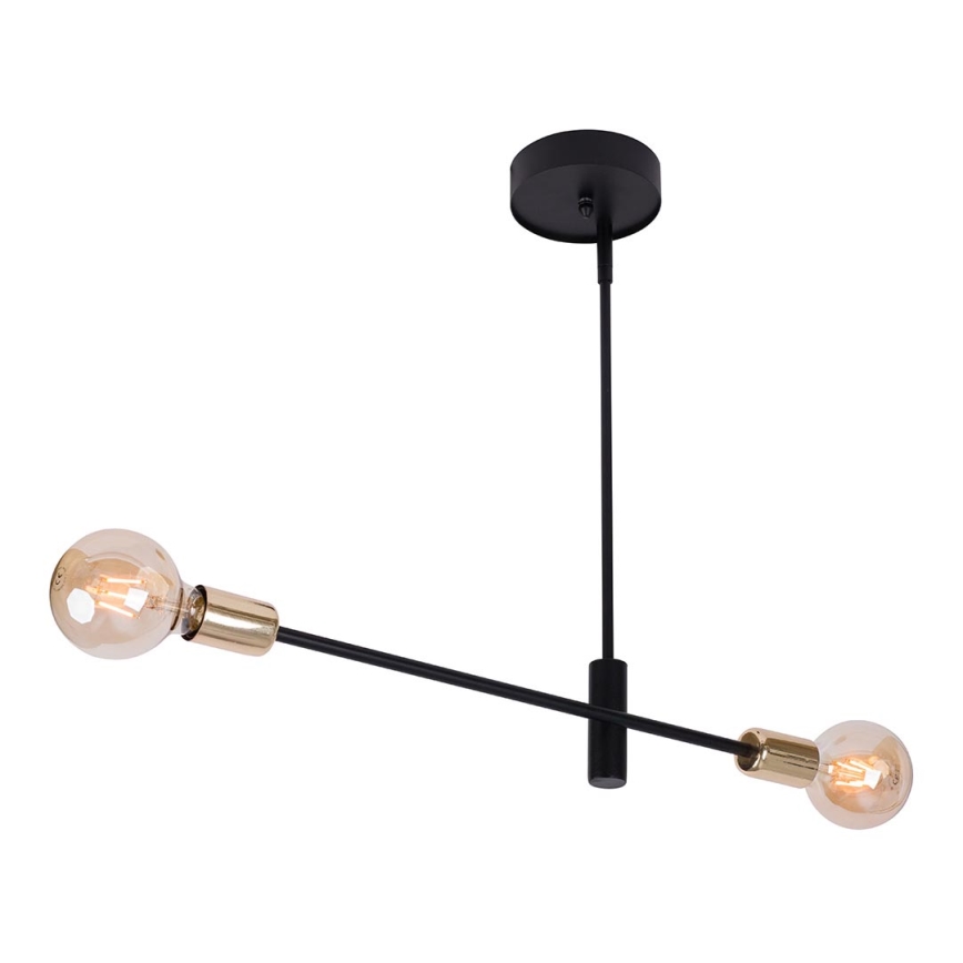 Takkrona  on a pole ONYX 2xE27/60W/230V svart /gold
