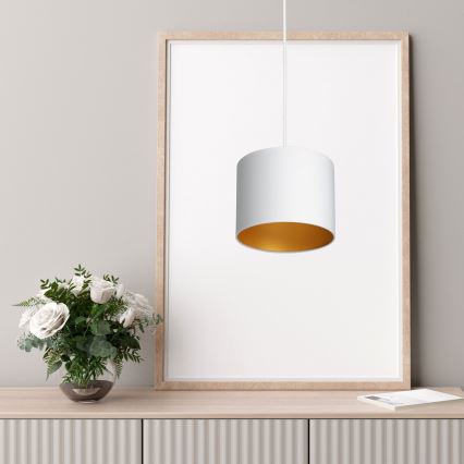 Taklampa på kabel ARDEN 1xE27/60W/230V Ø 18 cm vit/guld