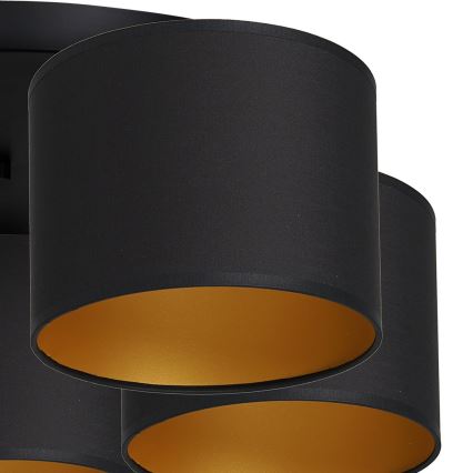Taklampa ARDEN 5xE27/60W/230V svart/guld, infälld montage