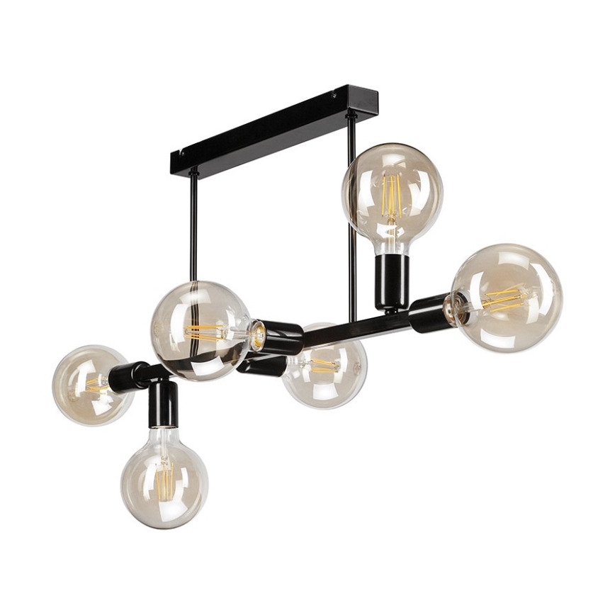 Taklampa på stång ASTRID 6xE27/60W/230V svart