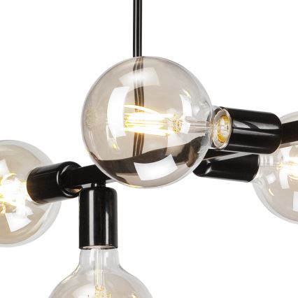 Taklampa på stång ASTRID 6xE27/60W/230V svart