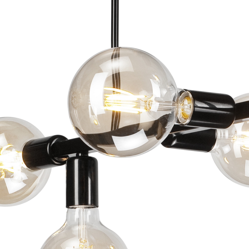 Taklampa på stång ASTRID 6xE27/60W/230V svart