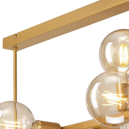 Taklampa på stång ASTRID 8xE27/60W/230V guld