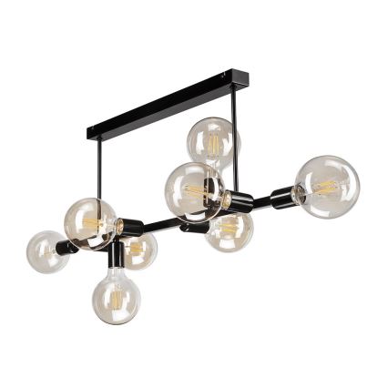 Taklampa på stång ASTRID 8xE27/60W/230V svart