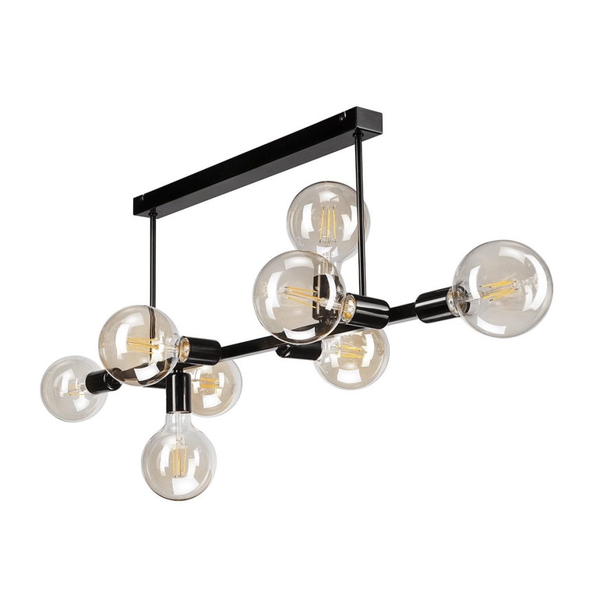 Taklampa på stång ASTRID 8xE27/60W/230V svart