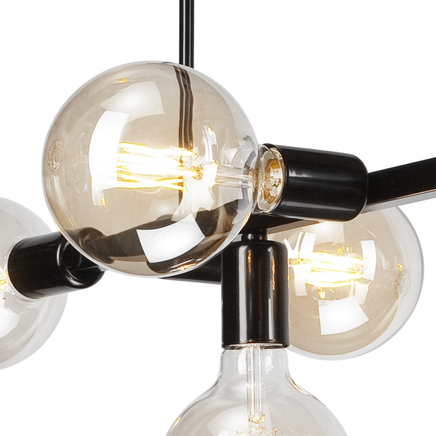 Taklampa på stång ASTRID 8xE27/60W/230V svart