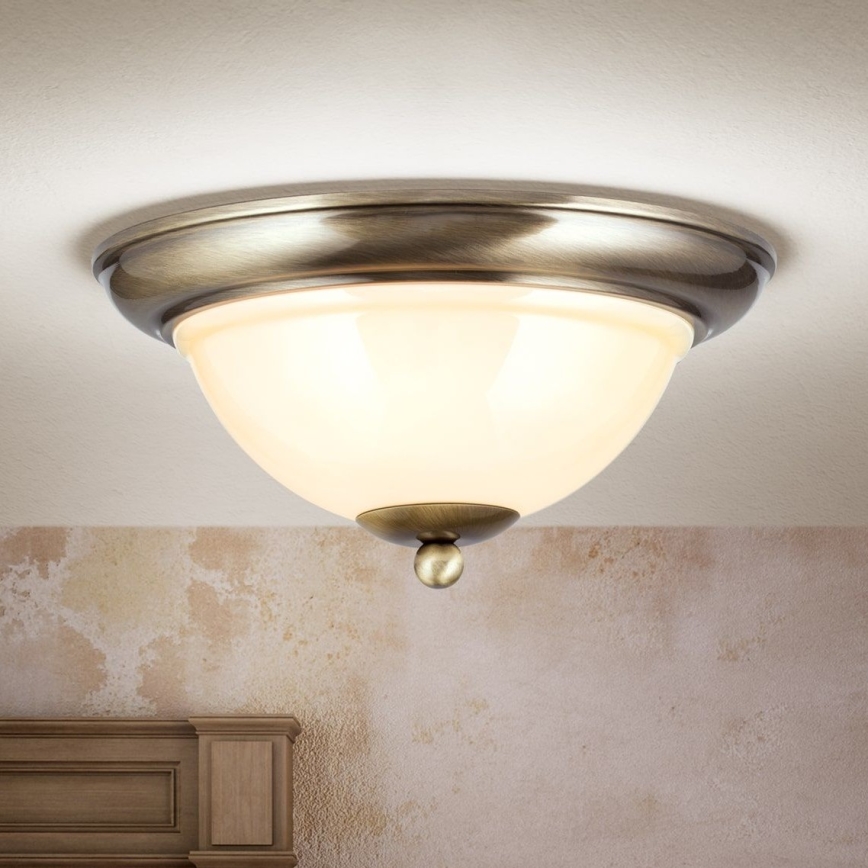 Taklampa AUSTRIAN OLD LAMP 2xE27/60W/230V diameter 27 cm brons/beige
