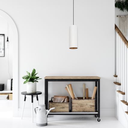 Taklampa på kabel AVALO 1xE27/60W/230V vit/koppar