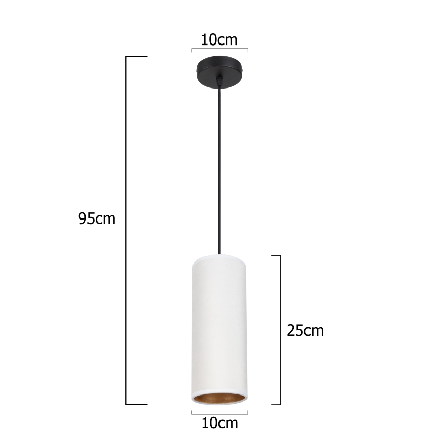 Taklampa på kabel AVALO 1xE27/60W/230V vit/koppar